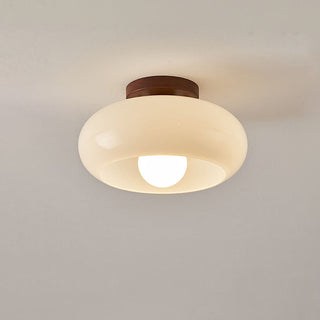Small white vintage ceiling fixture, semi-flush hallway lamp