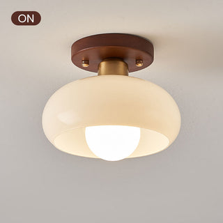 Vintage small white ceiling lamp for hallway, semi-flush mount