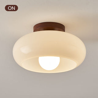 Vintage semi-flush ceiling light, small white hallway lamp