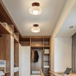 Small semi-flush vintage ceiling light, white hallway fixture