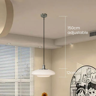 White glass pendant in interior — modern E27 hanging lamp