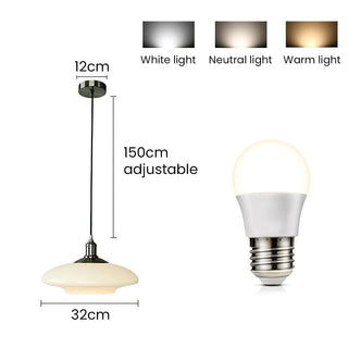 Glass white pendant from below — modern E27 ceiling lamp