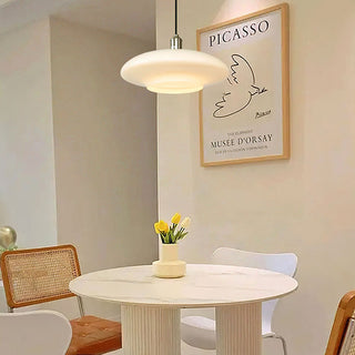Suspension en verre blanc – Suspension moderne avec douille d'ampoule E27