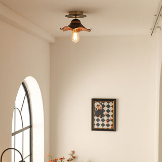 Brown wrought iron ceiling lamp petal – living room glow