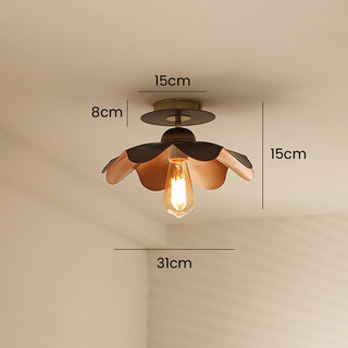 Wrought iron brown ceiling lamp – petal living room installed