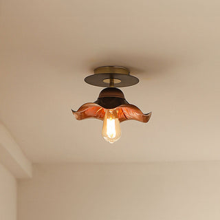 Wrought iron petal ceiling light brown – living room fixture