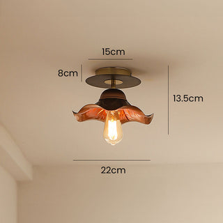 Brown Ceiling Light - Wrought Iron Petal Lamp for Living Room Lighting