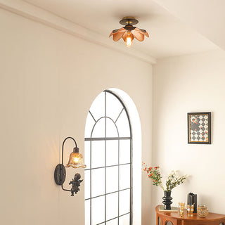 Petal ceiling lamp wrought iron – brown living room light