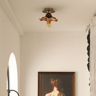 Iron petal brown ceiling lamp – wrought living room detail