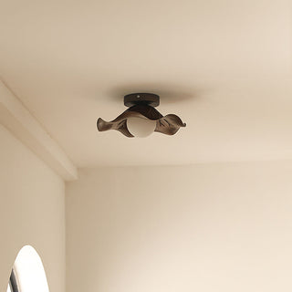 Brown Ceiling Light - Wrought Iron Petal Lamp for Living Room Lighting