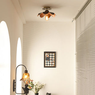 Brown petal ceiling light wrought iron – living room fixture