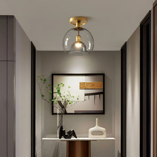 Glass E27 ceiling light grey – modern hallway