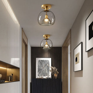 Modern grey glass ceiling light – E27 hallway fixture