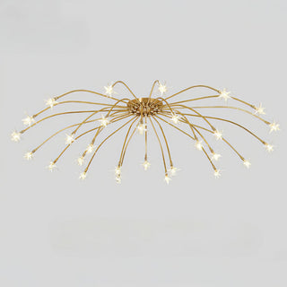 Luxury Bedroom Ceiling Light – Modern Star Glass Chandelier in Gold Finish