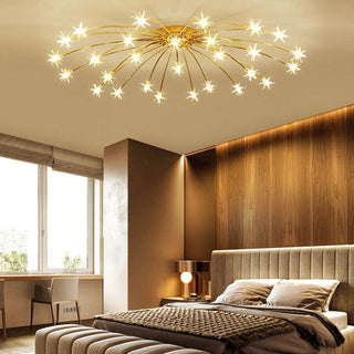 Gold star glass chandelier ceiling lamp – luxury bedroom
