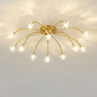 Plafonnier de chambre de luxe – Lustre moderne en verre étoile finition dorée
