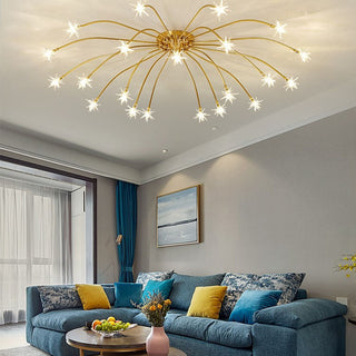 Star glass ceiling fixture gold – luxury chandelier bedroom