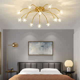 Luxury star glass chandelier ceiling light – gold bedroom