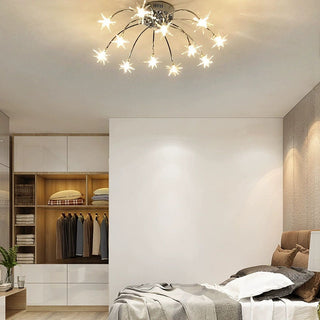 Plafonnier de chambre de luxe – Lustre moderne en verre étoile finition dorée