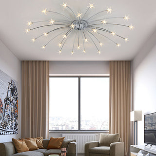 Star ceiling chandelier glass gold – luxury bedroom