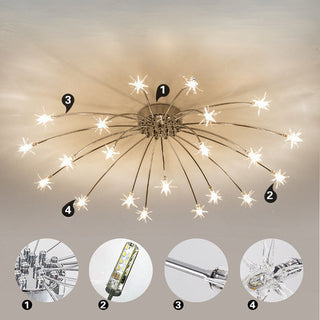 Plafonnier de chambre de luxe – Lustre moderne en verre étoile finition dorée