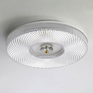 Modern LED acrylic ceiling light installed in bedroom setting