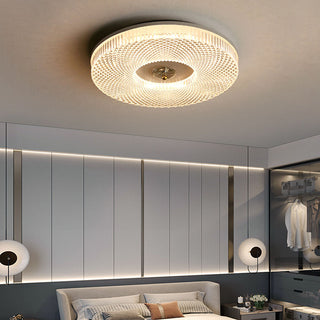 Bedroom acrylic ceiling lamp close-up, modern soft ambient design
