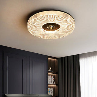 Modern bedroom ceiling lamp with acrylic shade, warm LED ambient