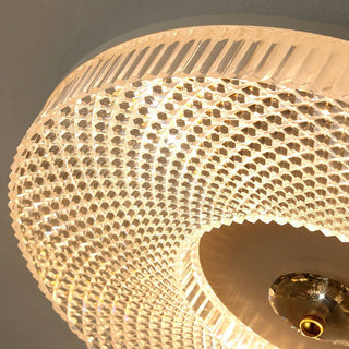 Soft warm acrylic ceiling light in bedroom, modern ambient design