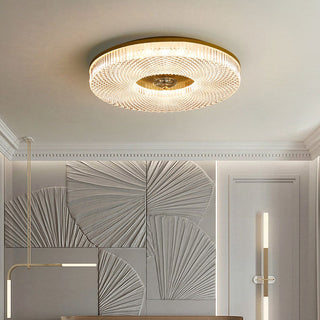 LED acrylic ceiling fixture in bedroom, soft warm ambient lighting