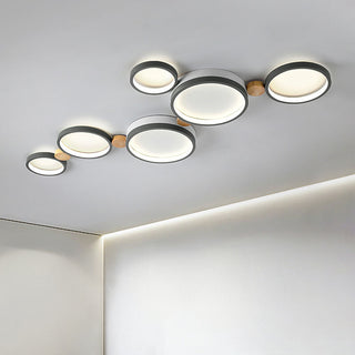 Lámpara LED de Techo para Dormitorio - Luminaria LED Redonda Moderna con Diseño de Hierro y Madera