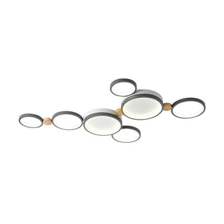 LED Bedroom Ceiling Light - Modern Round LED Fixture With Iron & Wood Design