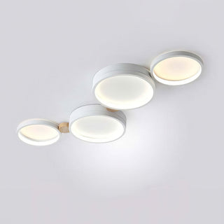 Iron and wood round LED ceiling fixture, modern bedroom lamp
