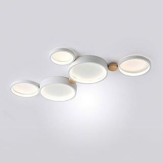 Bedroom LED ceiling light, modern round iron wood design