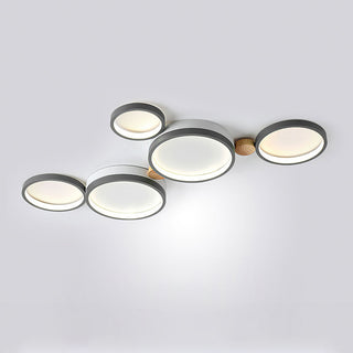 LED ceiling light with iron wood design, modern bedroom round
