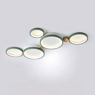 Lámpara LED de Techo para Dormitorio - Luminaria LED Redonda Moderna con Diseño de Hierro y Madera