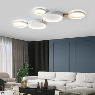 Lámpara LED de Techo para Dormitorio - Luminaria LED Redonda Moderna con Diseño de Hierro y Madera
