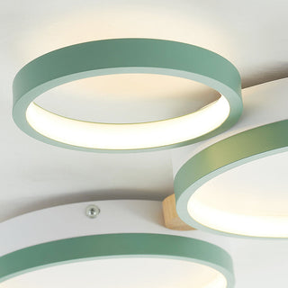 Lámpara LED de Techo para Dormitorio - Luminaria LED Redonda Moderna con Diseño de Hierro y Madera