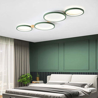 Lámpara LED de Techo para Dormitorio - Luminaria LED Redonda Moderna con Diseño de Hierro y Madera