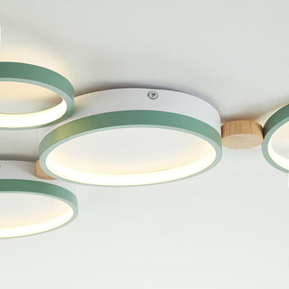 Lámpara LED de Techo para Dormitorio - Luminaria LED Redonda Moderna con Diseño de Hierro y Madera