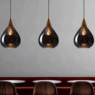 Suspension Goutte en Verre Luminaire Suspendu Vintage – Éclairage Ambre et Transparent pour Salle à Manger