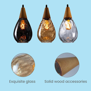 Suspension Goutte en Verre Luminaire Suspendu Vintage – Éclairage Ambre et Transparent pour Salle à Manger