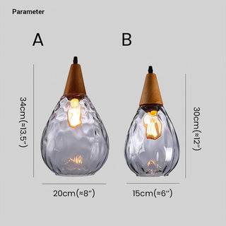 Suspension Goutte en Verre Luminaire Suspendu Vintage – Éclairage Ambre et Transparent pour Salle à Manger