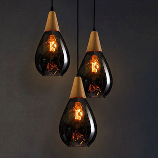 Suspension Goutte en Verre Luminaire Suspendu Vintage – Éclairage Ambre et Transparent pour Salle à Manger