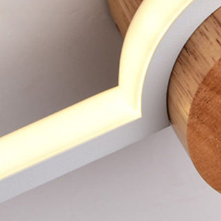 Wood LED linear warm vanity bathroom wall sconce — lamp