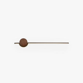 Wood linear bathroom LED vanity wall lamp close-up — warm