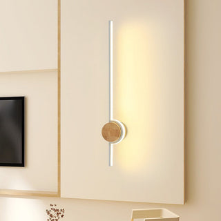 Wood LED vanity light linear bathroom — warm ambient wall lamp