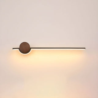 Linear wood LED bathroom vanity wall lamp warm — sconce