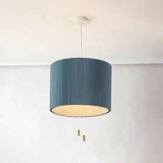 Paper pendant side view — modern LED bedroom hanging fixture