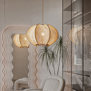 Wooden rope pendant — artisan handcrafted ceiling lamp